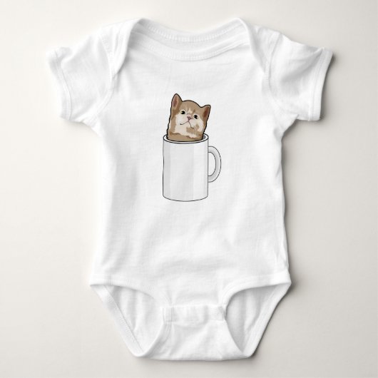 Katze mit Kaffee-Tasse Baby Strampler (Vorderseite)