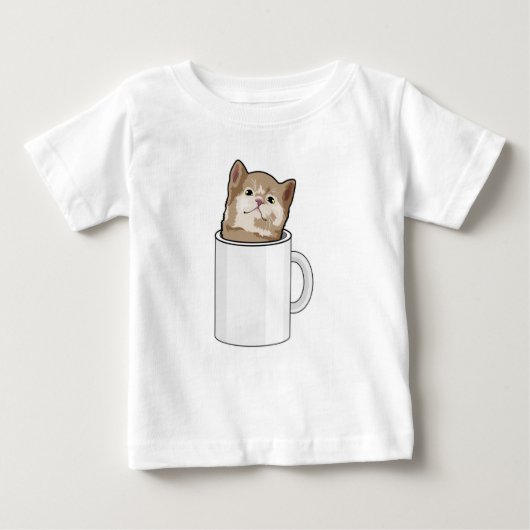 Katze mit Kaffee-Tasse Baby T-shirt (Vorderseite)