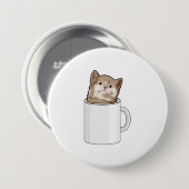 Katze mit Kaffee-Tasse Button (Vorne & Hinten)