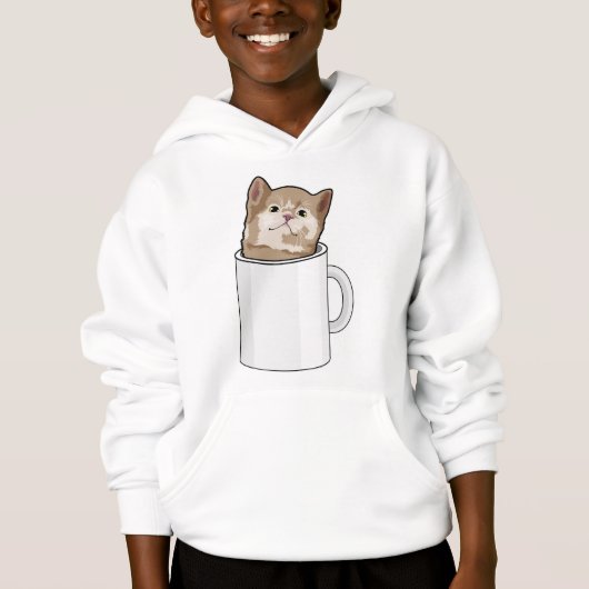 Katze mit Kaffee-Tasse Hoodie (Vorderseite)