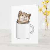 Katze mit Kaffee-Tasse Karte (Gelbe Blume)