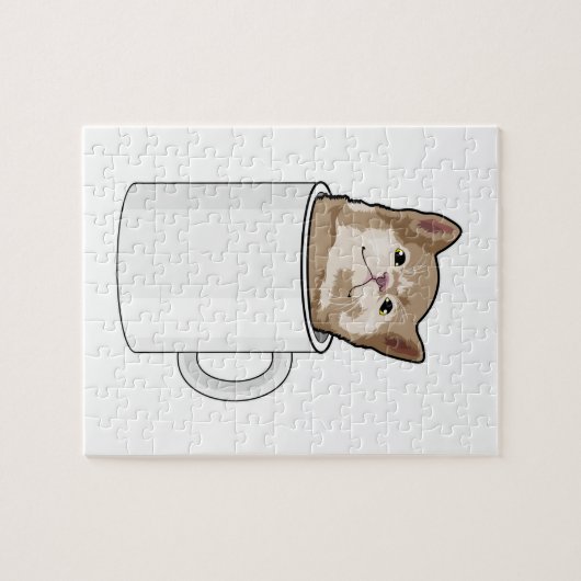 Katze mit Kaffee-Tasse Puzzle (Horizontal)