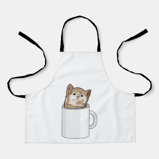 Katze mit Kaffee-Tasse Schürze (Vorderseite)