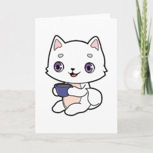 Katze mit Kaffeetasse Karte