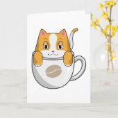 Katze mit Kaffeetasse Karte (Gelbe Blume)