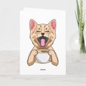 Katze mit Kaffeetasse Karte (Rückseite)