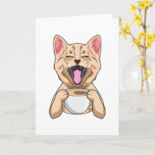 Katze mit Kaffeetasse Karte (Gelbe Blume)