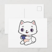 Katze mit Kaffeetasse Postkarte (Vorne/Hinten)