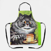 KATZE MIT KAFFELOUIS WAIN ART RETRO KÜCHE SCHÜRZE (Vorderseite)