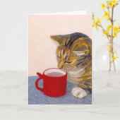 Katze mit Kakao Karte (Gelbe Blume)