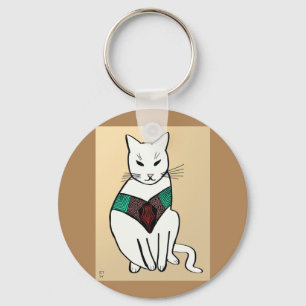 Katze mit karminrotem Kragen Schlüsselanhänger