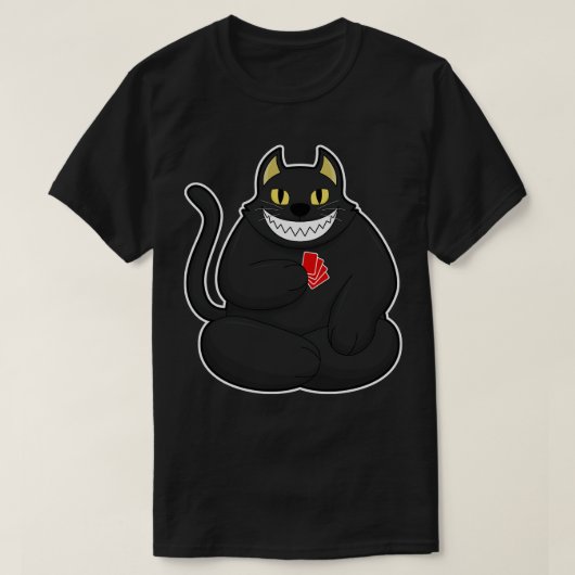 Katze mit Karten 2 T-Shirt (Design vorne)