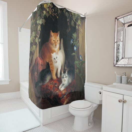 Katze mit Kätzchen (Adorable Kitty Cats) Duschvorhang (Beispiel)