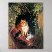 Katze mit Kätzchen, feine Kunstmalerei, Poster (Vorne)