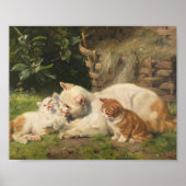 Katze mit Kätzchen | Julius Adam der Jüngere Poster (Vorne)