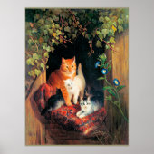 Katze mit Kätzchen, Kunstmalerei, Poster (Vorne)