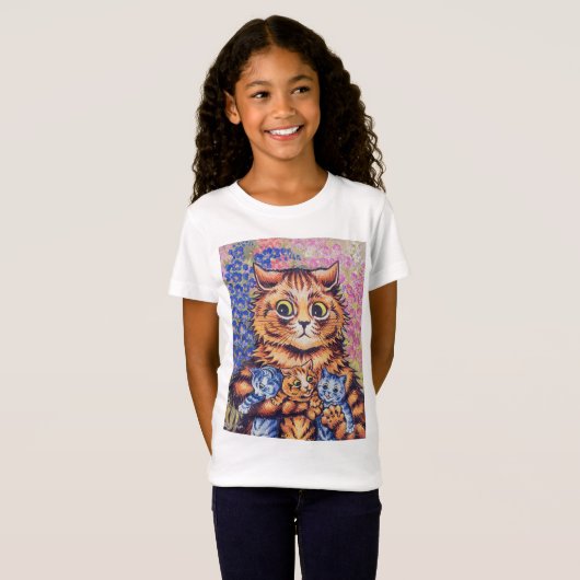 Katze mit Kätzchen, Louis Wain T-Shirt (Vorne ganz)