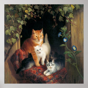Katze mit Kätzchen (Süße Kätzchen) Poster