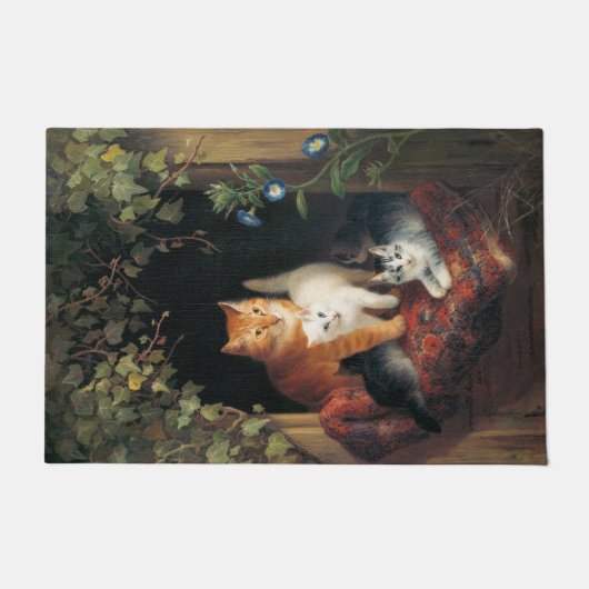 Katze mit Kätzchen (Tierart) Fußmatte (Vorderseite)