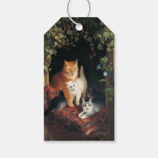 Katze mit Kätzchen (Tierart) Geschenkanhänger (Vorderseite)