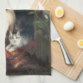 Katze mit Kätzchen (Tierart) Geschirrtuch (Viertel Falte)