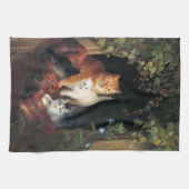 Katze mit Kätzchen (Tierart) Geschirrtuch (Horizontal)
