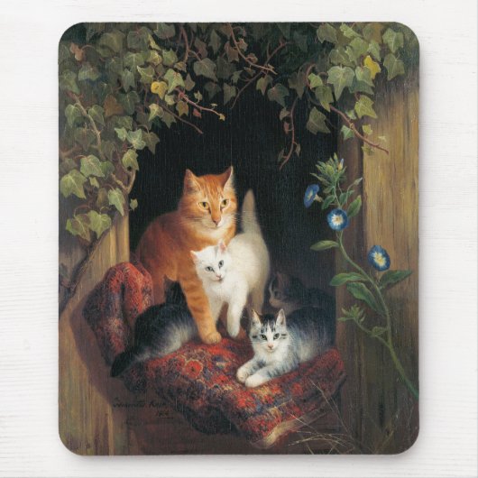 Katze mit Kätzchen (Tierart) Mousepad (Vorne)