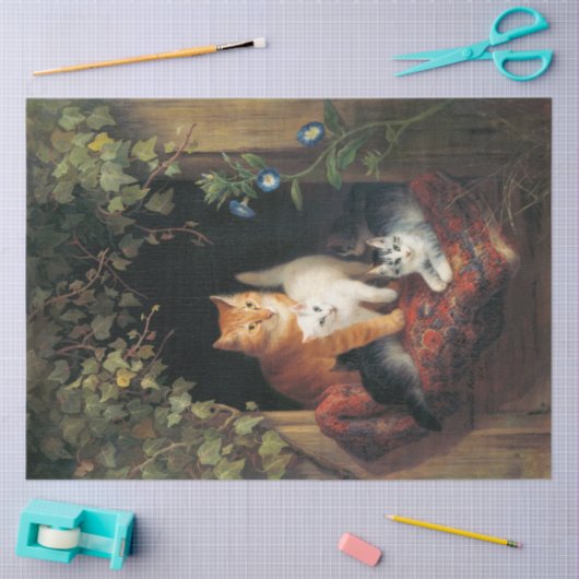 Katze mit Kätzchen (Tierart) Seidenpapier (Basteln)