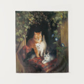 Katze mit Kätzchen (Tierart) Wandteppich (Vorderseite)