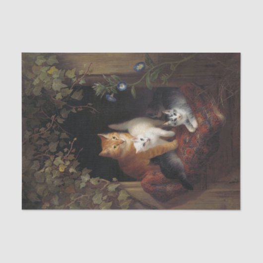 Katze mit Kätzchen von Henriette Ronner Knip Seidenpapier (Vorderseite)
