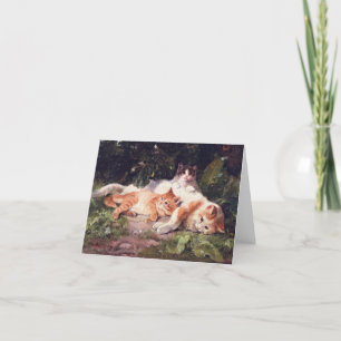 Katze mit Kittens Fine Art Dankeskarte