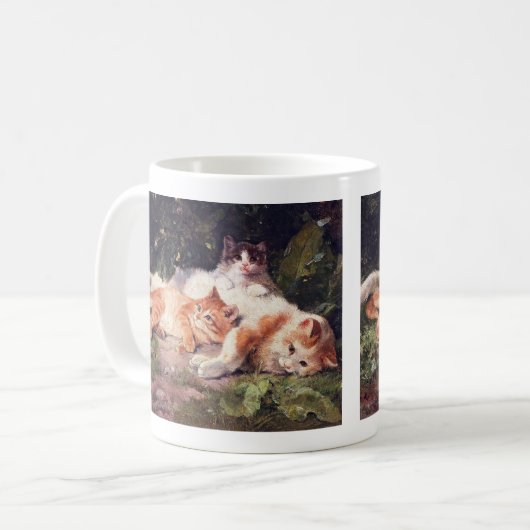 Katze mit Kittens Fine Art Kaffeetasse (Vorderseite Links)