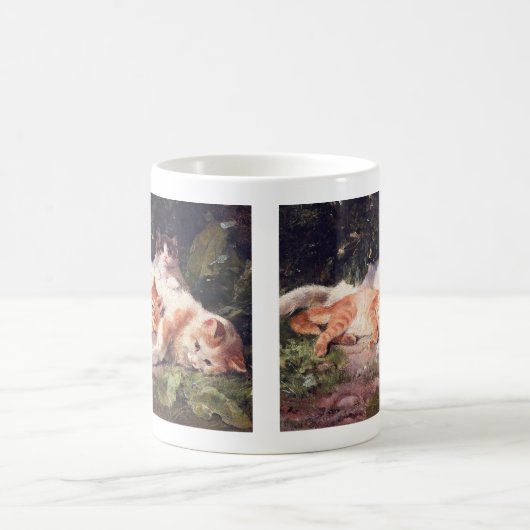 Katze mit Kittens Fine Art Kaffeetasse (Mittel)