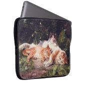 Katze mit Kittens Fine Art Laptopschutzhülle (Vorne Rechts)