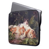 Katze mit Kittens Fine Art Laptopschutzhülle (Vorderseite Links)