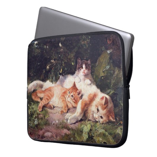 Katze mit Kittens Fine Art Laptopschutzhülle (Vorderseite Links)
