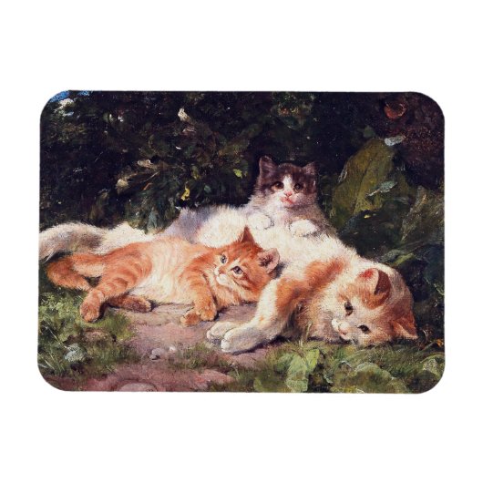 Katze mit Kittens Fine Art Magnet (Horizontal)