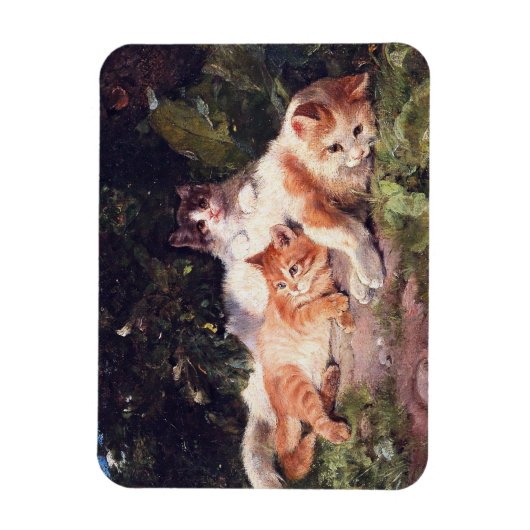 Katze mit Kittens Fine Art Magnet (Vertikal)