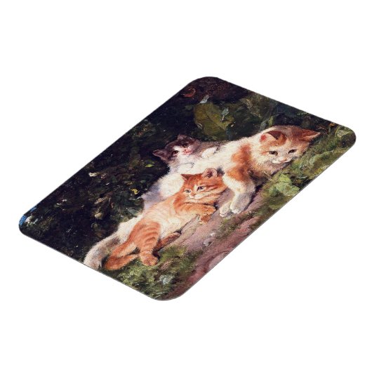 Katze mit Kittens Fine Art Magnet (Linke Seite)