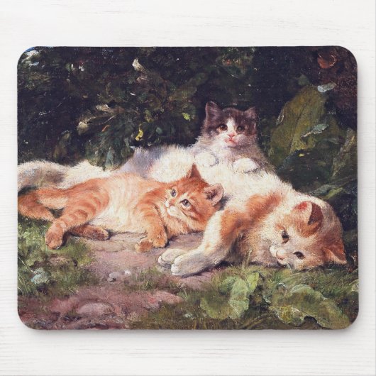 Katze mit Kittens Fine Art Mousepad (Vorne)
