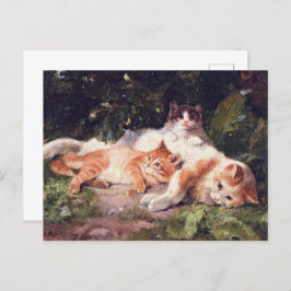 Katze mit Kittens Fine Art Postkarte