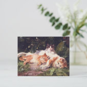 Katze mit Kittens Fine Art Postkarte (Stehend Vorderseite)