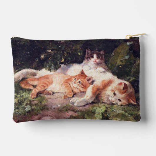 Katze mit Kittens Fine Art Zubehörtasche (Rückseite)