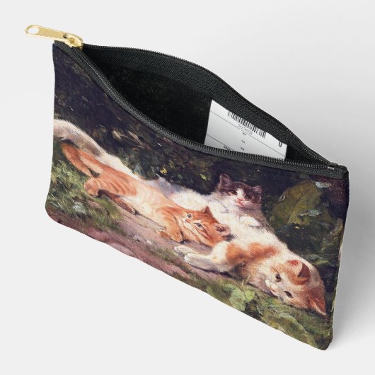 Katze mit Kittens Fine Art Zubehörtasche (Offen)