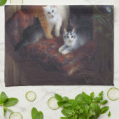 Katze mit Kittens Henriette Knip 1844 Geschirrtuch (Gefaltet)