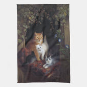 Katze mit Kittens Henriette Knip 1844 Geschirrtuch (Vertikal)