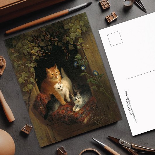 Katze mit Kittens Henriëtte Ronner Knip Postkarte