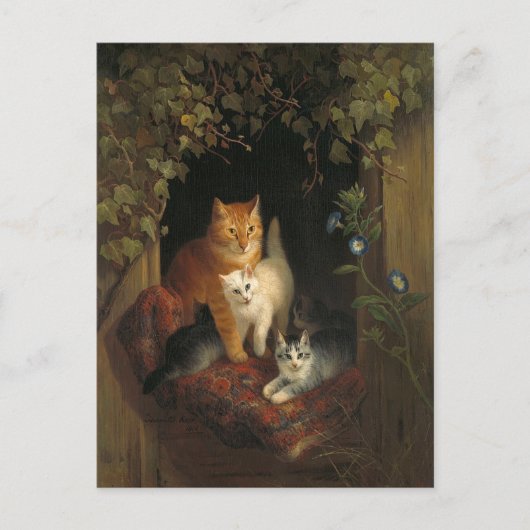 Katze mit Kittens Henriëtte Ronner Knip Postkarte (Vorderseite)