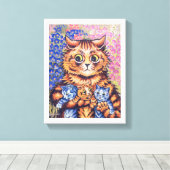 Katze mit Kittens, Louis Wain Leinwanddruck (Insitu (Holzboden))