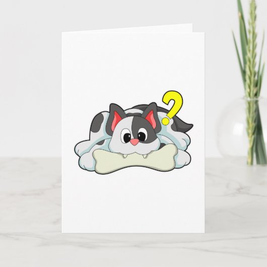 Katze mit Knochen Karte (Vorderseite)